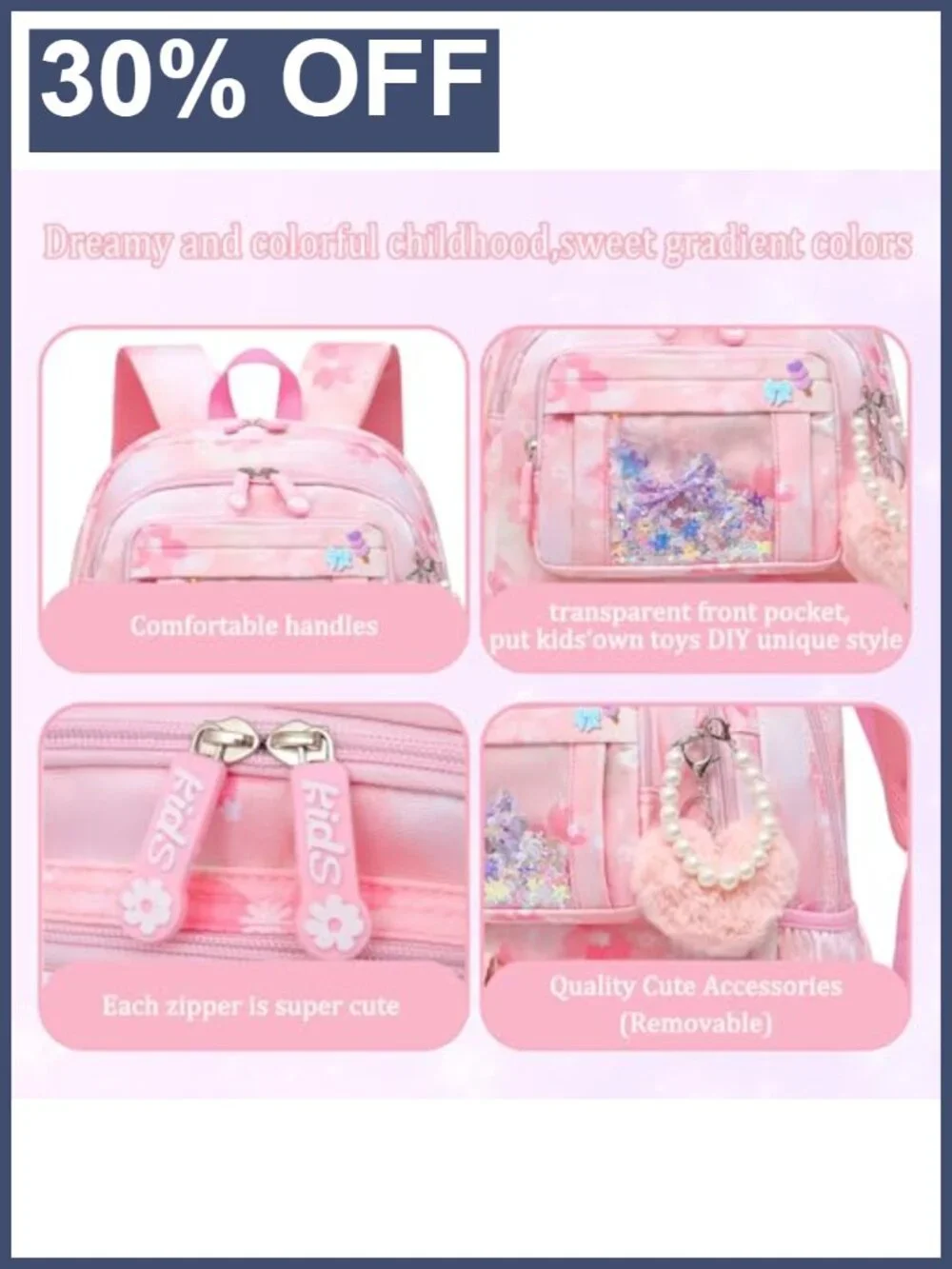 Girls Backpack School Bag with Padded Straps, Multiple Pockets, Water